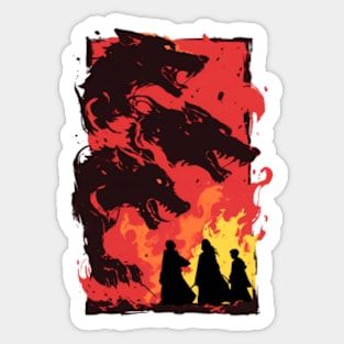 Facing the Three Headed Guardian - Fantasy Sticker